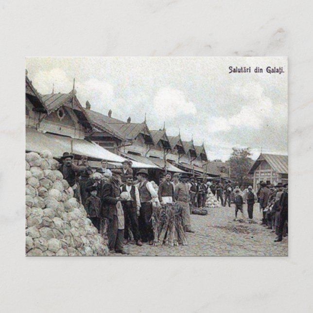 Gammal vykort - Galați, Rumänien (Framsida)
