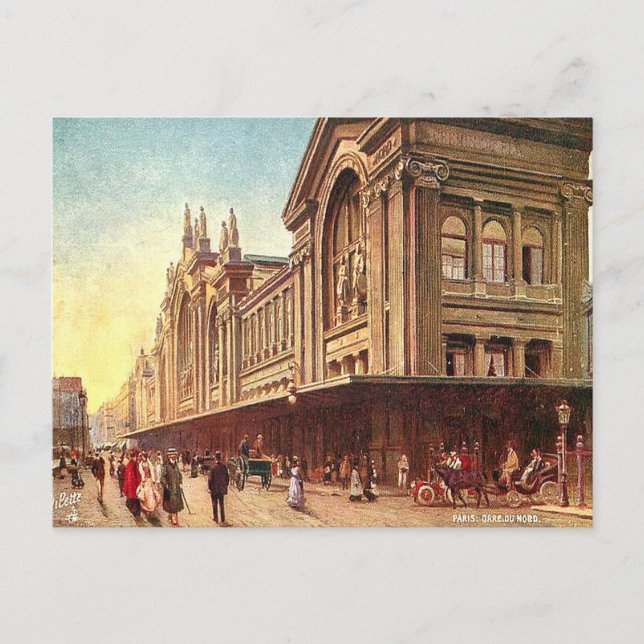 Gammal vykort - Gare du Nord, Paris (Framsida)