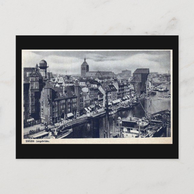 Gammal vykort, Gdansk/Danzig - Langebrucke Vykort (Framsida)