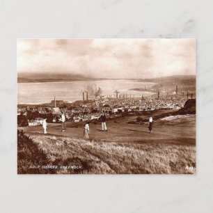 Gammal vykort - Golfbana, Greenock, Skottland