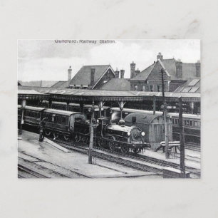 Gammal vykort - Guildfords järnvägsstation