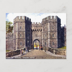 Gammal vykort - Henry VIII:s port, Windsor slott