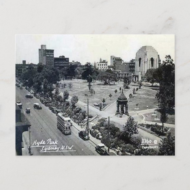Gammal vykort - Hyde Park, Sydney, NSW (Framsida)