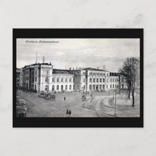 Gammal vykort - Järnvägsstation, Kristiania (Oslo)