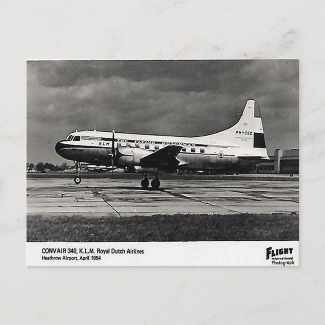 Gammal vykort - KLM Convair 340 (Framsida)
