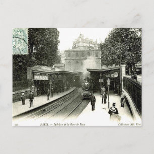 Gammal vykort - La Gare de Passy, Paris