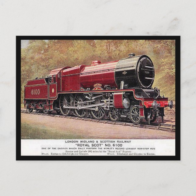 Gammal vykort - LMS lok 6100 "Royal Scot" (Framsida)