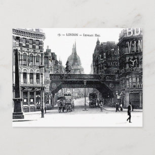 Gammal vykort - Ludgate Hill, London