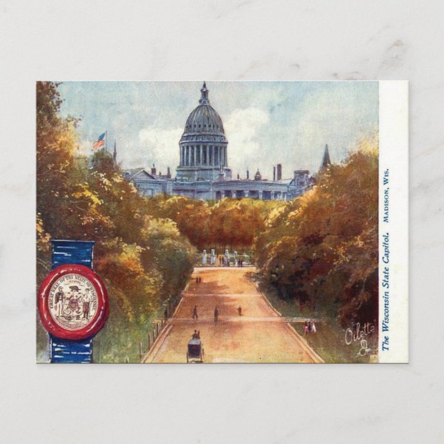 Gammal vykort - Madison, Wisconsin, USA (Framsida)