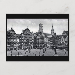 Gammal vykort - Marktplatz, Stuttgart