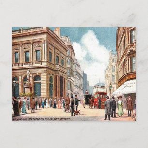 Gammal vykort - New Street, Birmingham