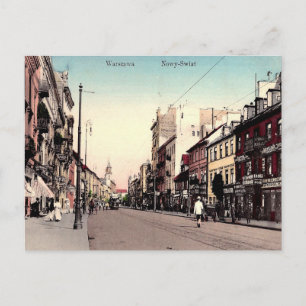 Gammal vykort - Nowy Swiat, Warszawa, Polen
