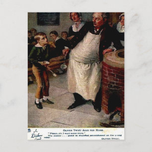 Gammal vykort - Oliver Twist ber om mer