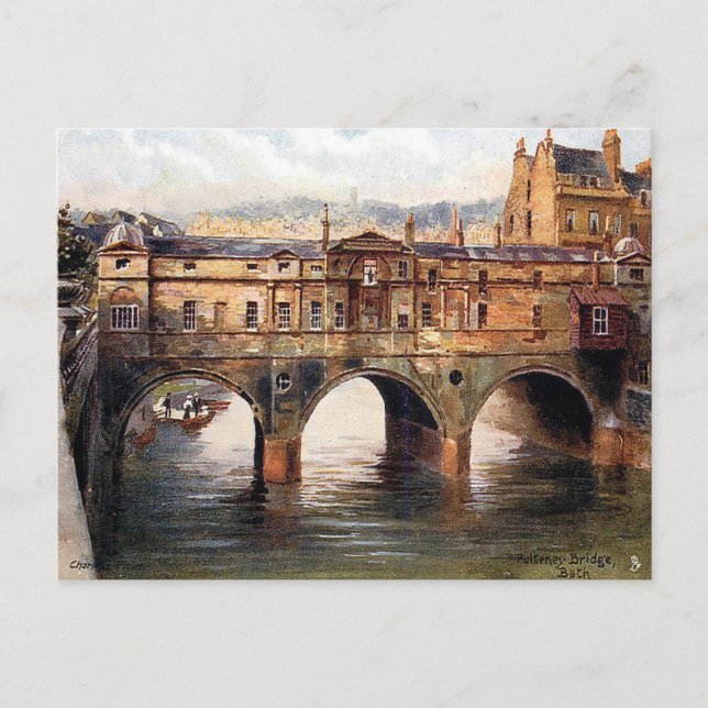 Gammal vykort - Pulteney Bridge, Bath, Somerset (Framsida)