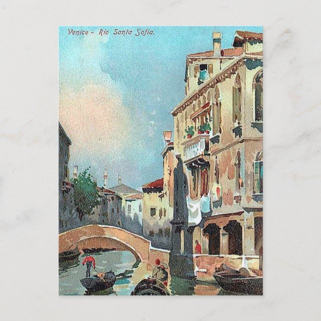 Gammal vykort - Rio Santa Sofia, Venedig (Framsida)