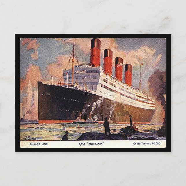Gammal vykort - RMS Aquitania (Framsida)