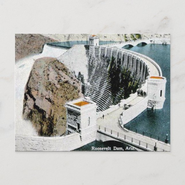 Gammal vykort - Roosevelt Dam, Arizona. USA (Framsida)