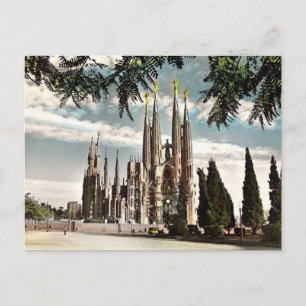Gammal vykort - Sagrada Familia, Barcelona