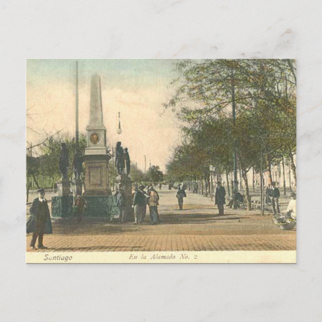 Gammal vykort - Santiago, Chile (Framsida)