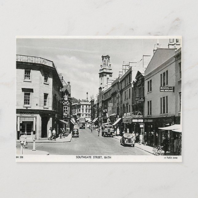 Gammal vykort - Southgate Street, Bath, Spmerset (Framsida)