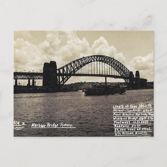 Gammal vykort - Sydney Harbour Bridge (Framsida)