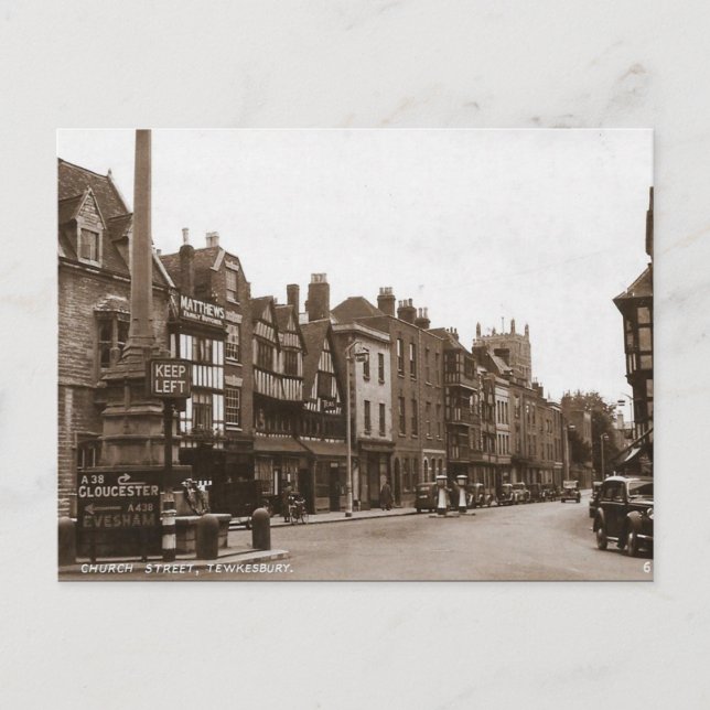 Gammal vykort - Tewkesbury, Gloucestershire (Framsida)