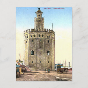 Gammal vykort - Torre del Oro, Sevilla, Spanien