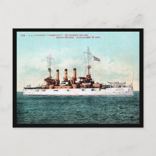 Gammal vykort - US Battleship "Connecticut"