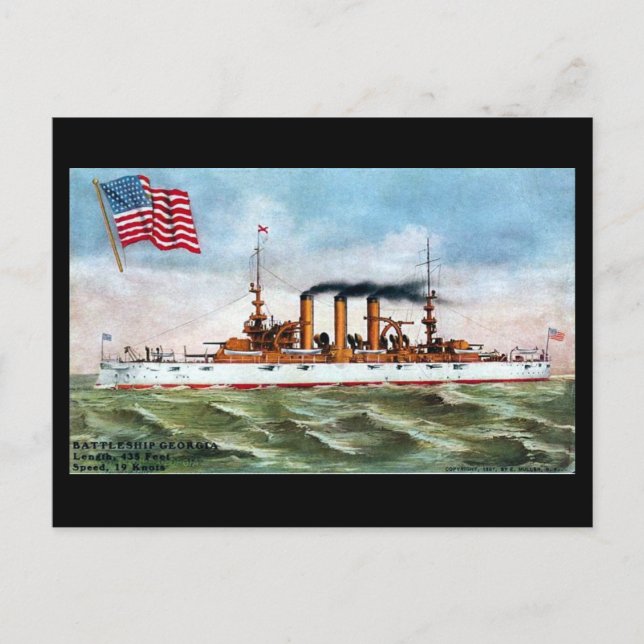 Gammal vykort - USS Georgia (Framsida)