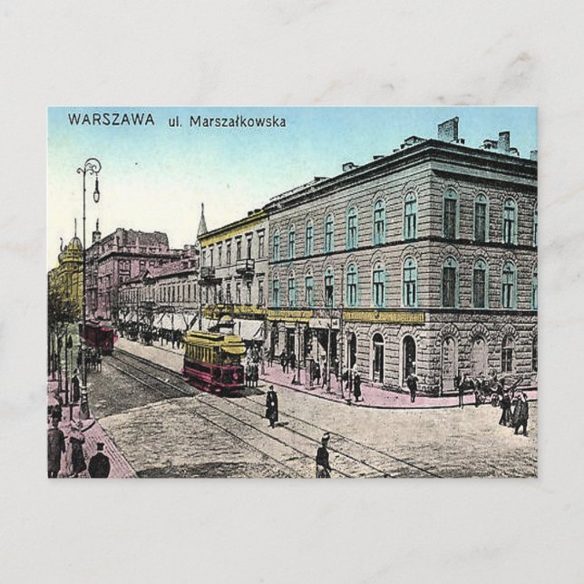 Gammal vykort - Warszawa, Polen (Framsida)