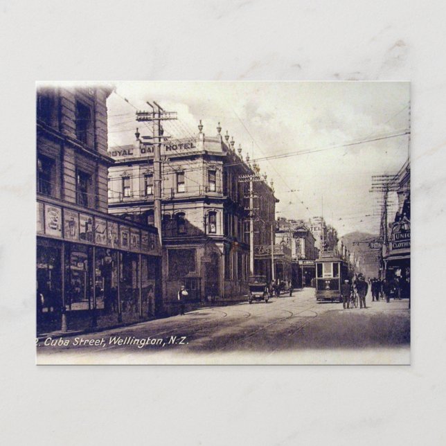 Gammal vykort - Wellington, Nya Zeeland (Framsida)