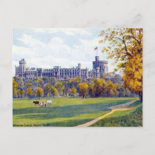 Gammal vykort - Windsor slott, nordfasad