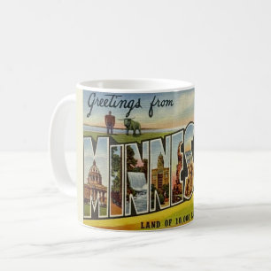 Gammal vykortshälsning för Minnesota Mug Kaffemugg