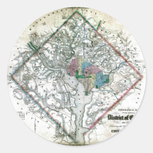 Gammal Washington District of Columbiakarta 1862 Runt Klistermärke