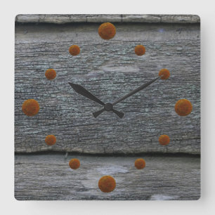 Gammal Weasted Barn Wood Wall Clock Fyrkantig Klocka