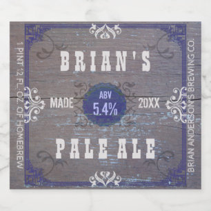 Gammal Western Saloon Rustic Wood Craft Homebrewin Ölflaska Etikett
