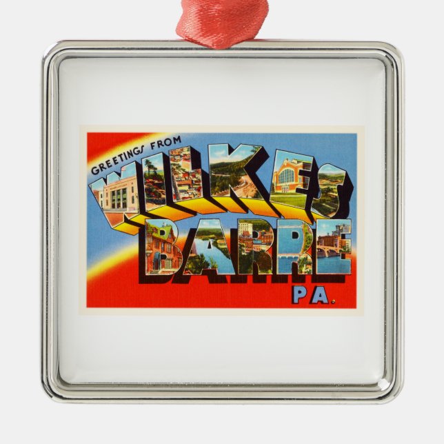 Gammal Wilkes BarrePennsylvania PA reser souvenir Julgransprydnad Metall (Framsidan)