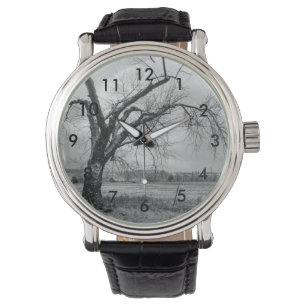 Gammal Winter Träd Grayscale Wrist Watch Armbandsur