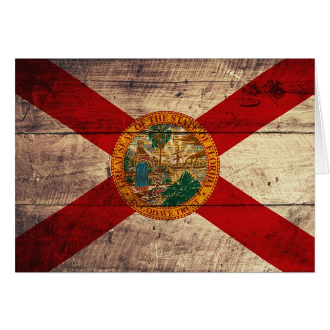 Gammal Wood Florida flagga; OBS Kort (Framsidan Horizontal)