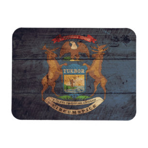 Gammal Wood Michigan flagga Magnet