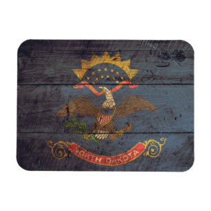 Gammal Wood North Dakota flagga; Magnet