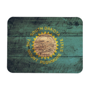 Gammal Wood South Dakota flagga Magnet