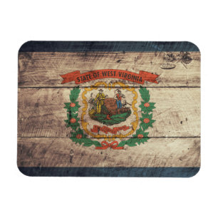 Gammal Wood West Virginia flagga Magnet