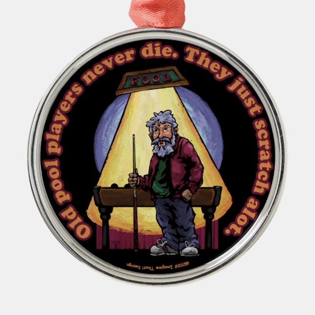 Gammala bassängspelare julgransprydnad metall (Framsidan)