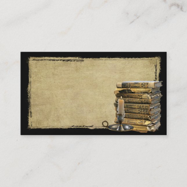 Gammala bokar & Prim affärs-kort för ett Visitkort (Framsida)