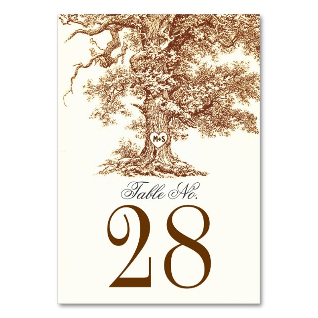 Gammala Bordsnummer i Träd Bröllop (Framsidan)