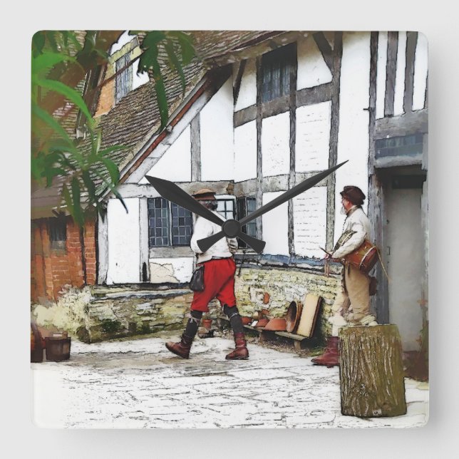 GAMMALA ENGLAND FYRKANTIG KLOCKA (Framsida)