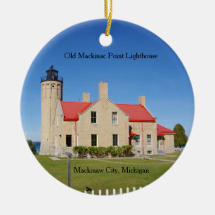 Gammala Mackinac pekar fyrprydnaden Julgransprydnad Keramik