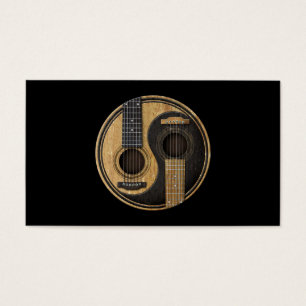 Gammala och slitna akustiska gitarrer Yin Yang Visitkort