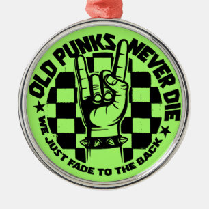 Gammala PUNKS dör aldrig Punk rock Julgransprydnad Metall